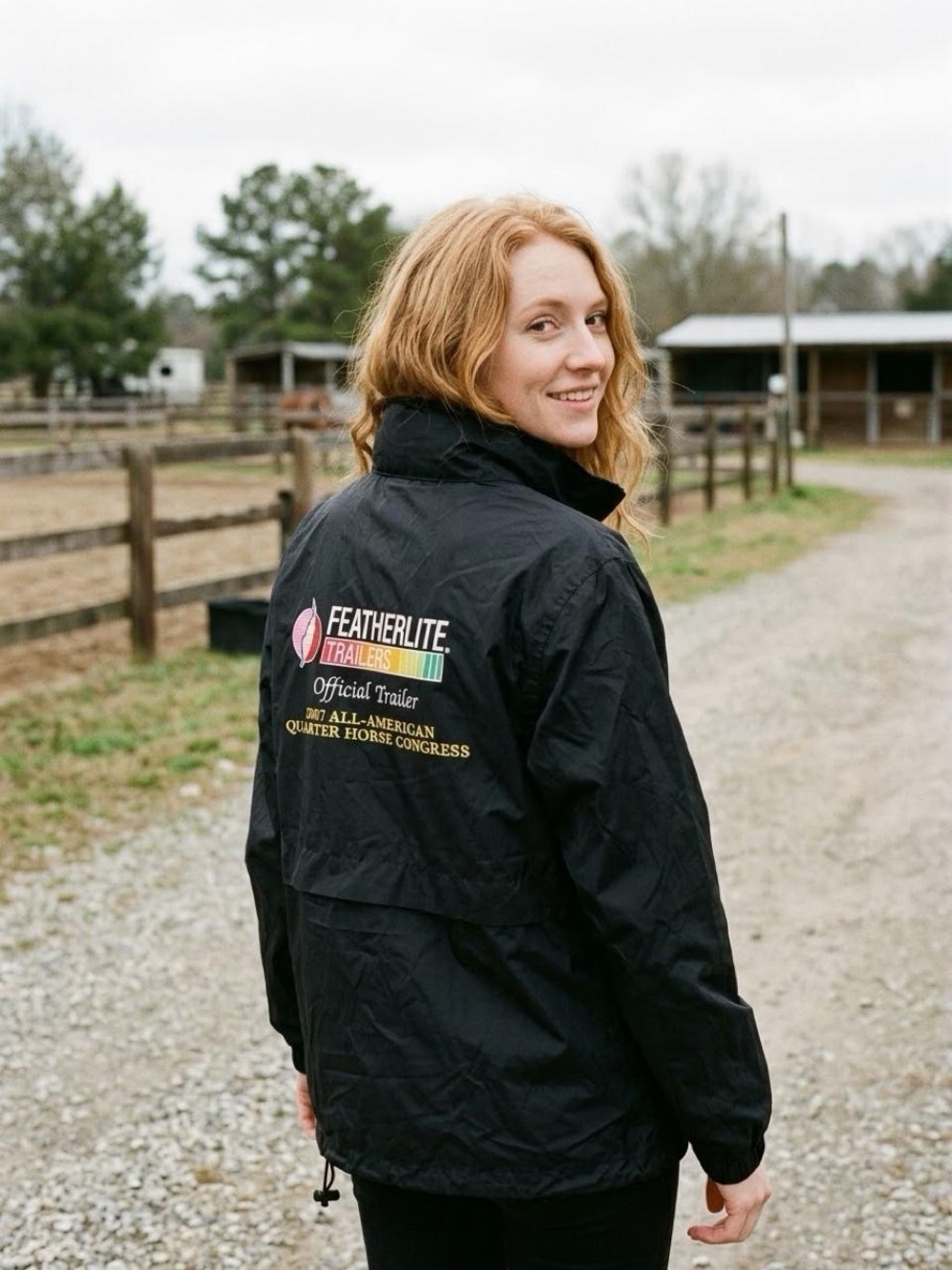 North End Featherlite Trailers Windbreaker Jacket Medium Black Equestrian